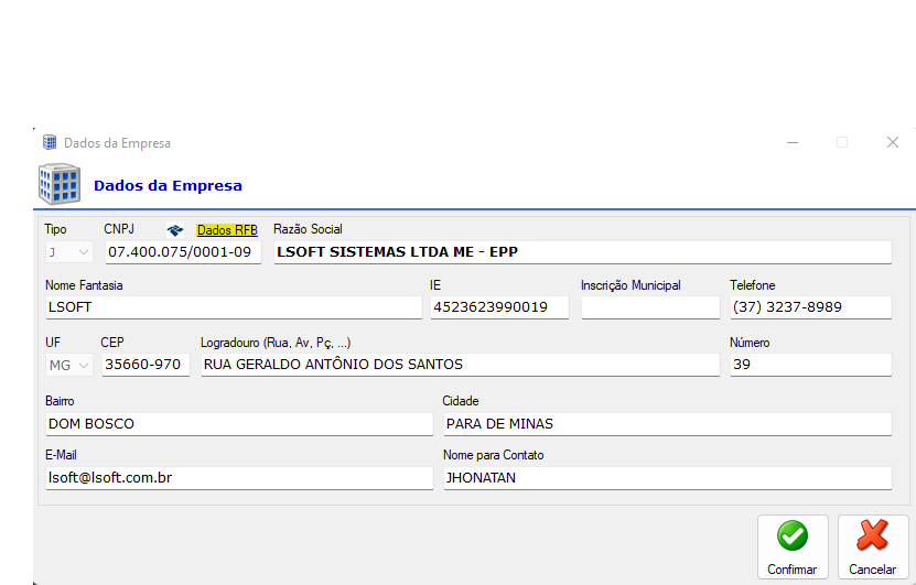 MDF-e Dados-Empresa