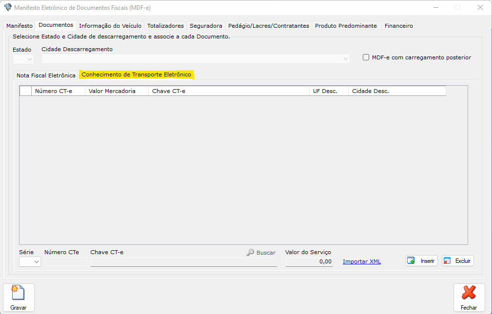 MDF-e - Documentos-CTe