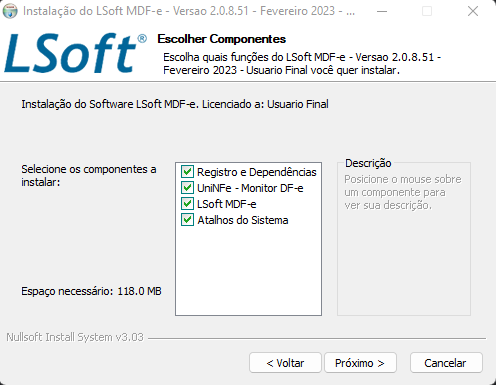 MDF-e Instalacao-Componentes