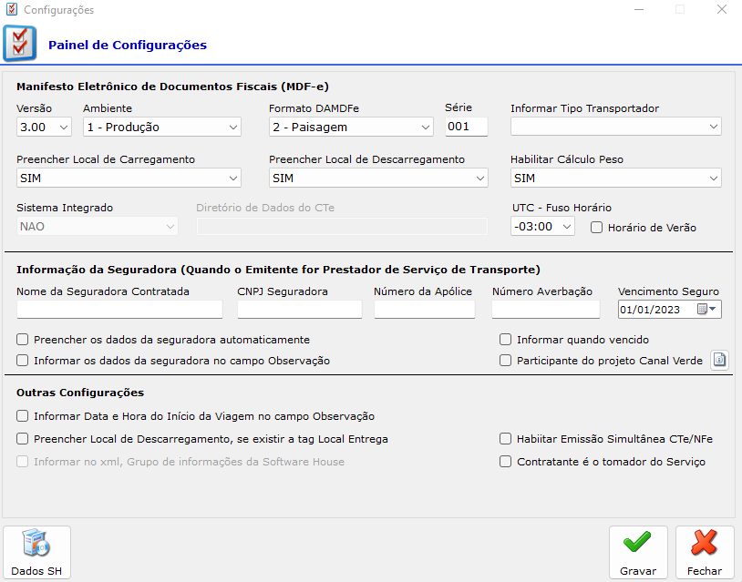 MDF-e - Painel-de-Configuracao