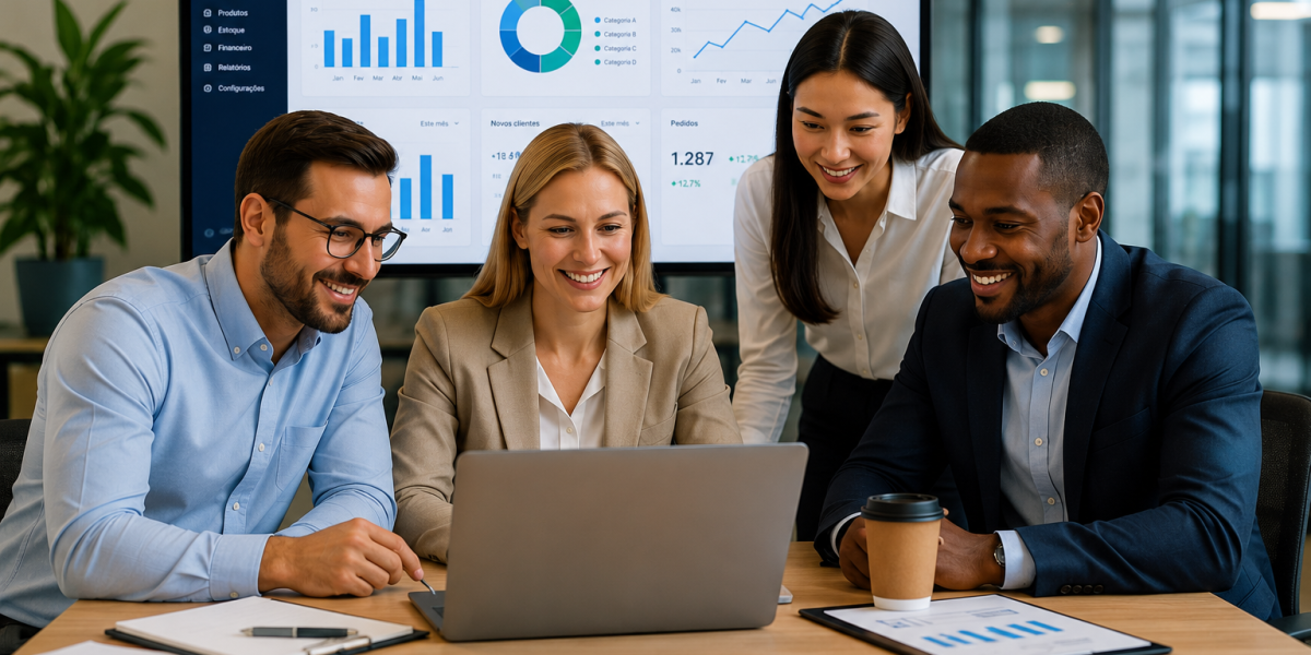 Reunião de equipe em ambiente moderno