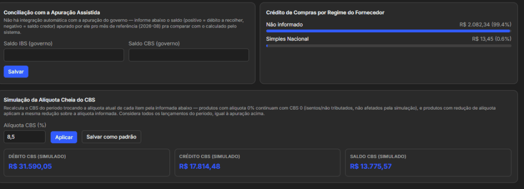 Apuração Asistida - LSoft Empresarial - IBS CBS - Simulador